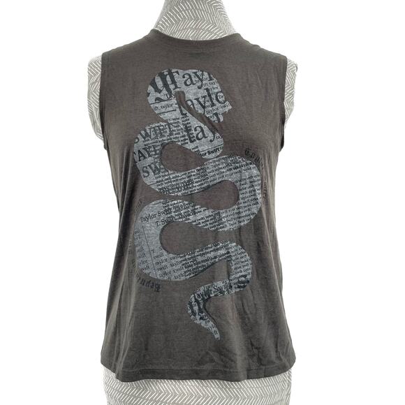 Taylor Swift Snake Reputation Tour Cities Tank Muscle Tee Sleeveless Top Gray S - Picture 1 of 7